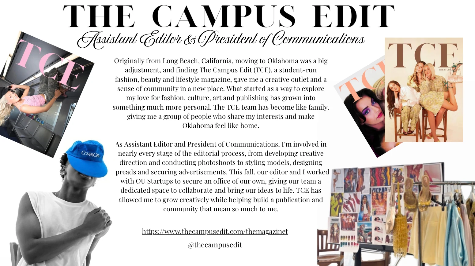 The Campus Edit profile and editorial work on a white background.